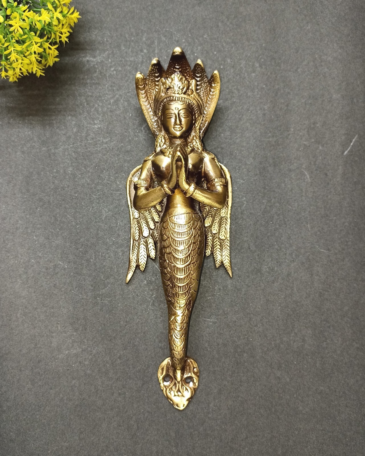 Lacquered Brass Mermaid Queen Door Handle 11″ Inches Snake Lady Door Pull GTX