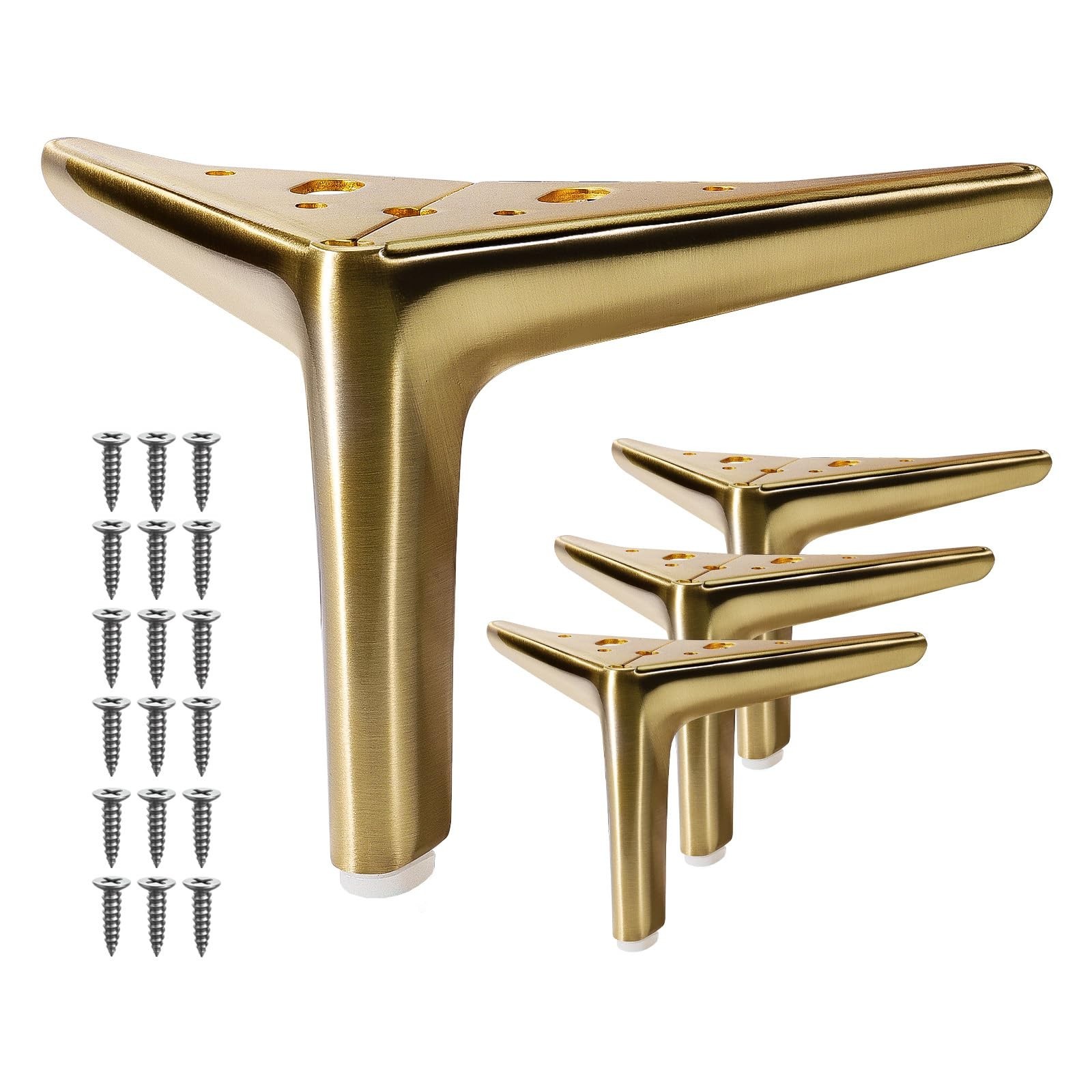 VEHCIL 4.7-inch Brushed Gold Furniture Legs, Legs for Furniture Set of 4 Mode…