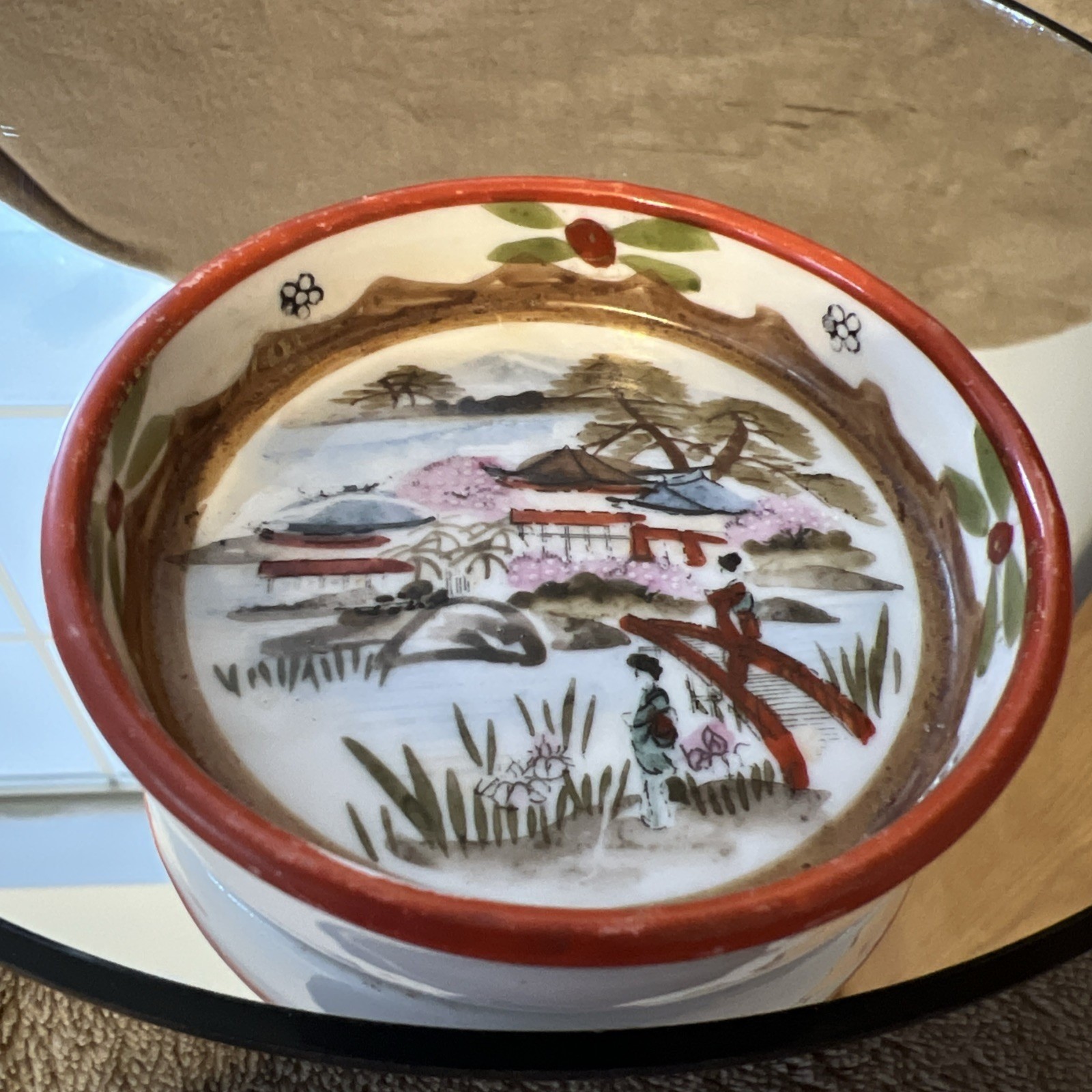 Royal Kaga Nippon Trinket Tray 3″ Geisha Girls Hand Painted