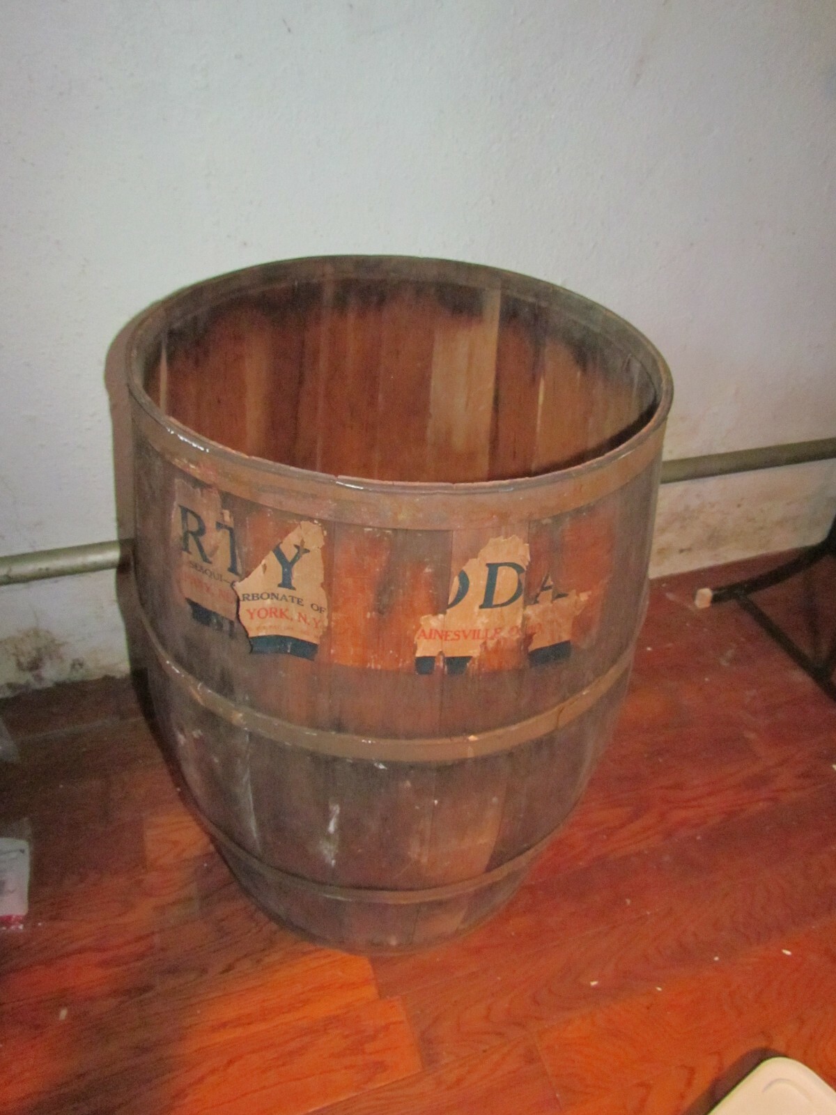 Vintage Wooden Primitive Barrel 28 Inch Tall LOCAL PICK UP ONLY IN CLARK, NJ
