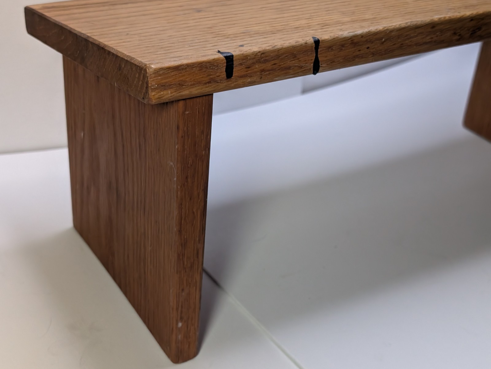 Vintage Solid Oak Wood Display Riser Stand Rustic Farmhouse Plant Shelf Bench