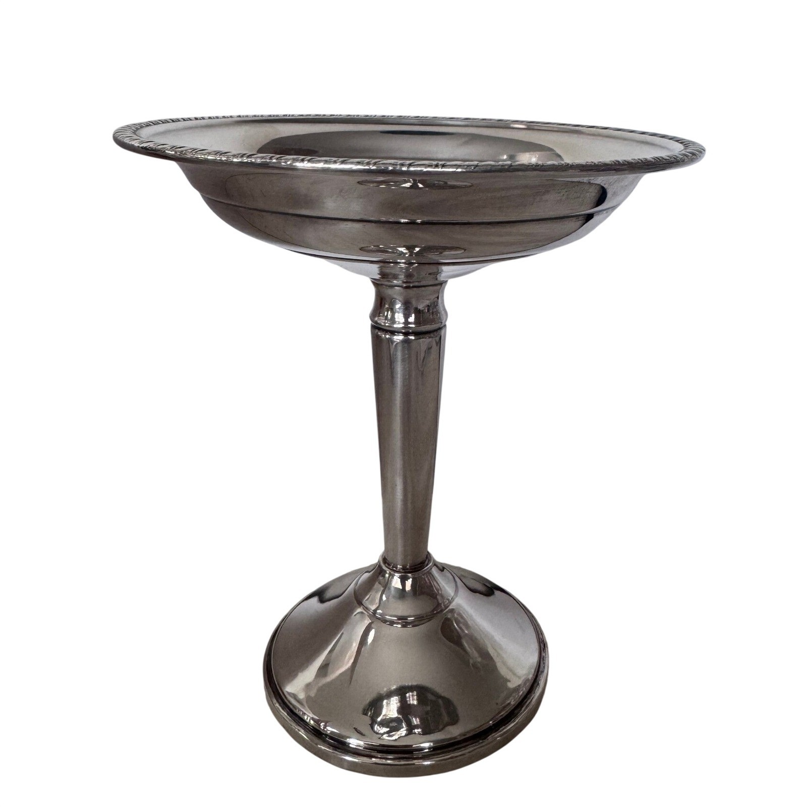 Crown Sterling Silver Weighted Compote Pedestal Dish Vintage Gadroon Rim 5in