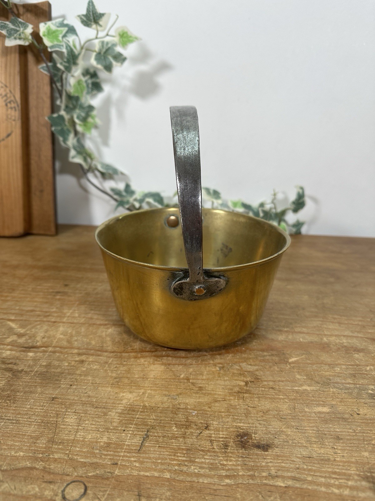 Antique 19th Century Brass Jam/Jelly Pan – Cast Metal Handle Width 17cm