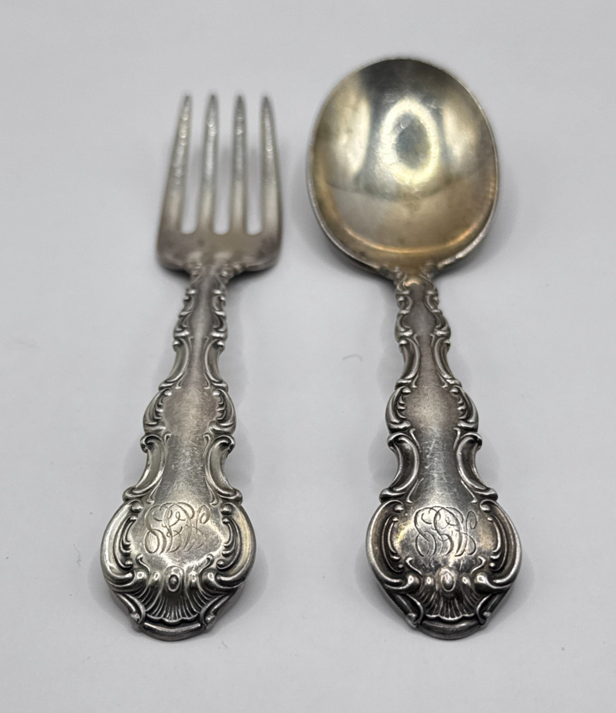 Gorham Sterling Silver Baby Fork & Spoon Set 4 1/4 Inches – 46.5 Grams