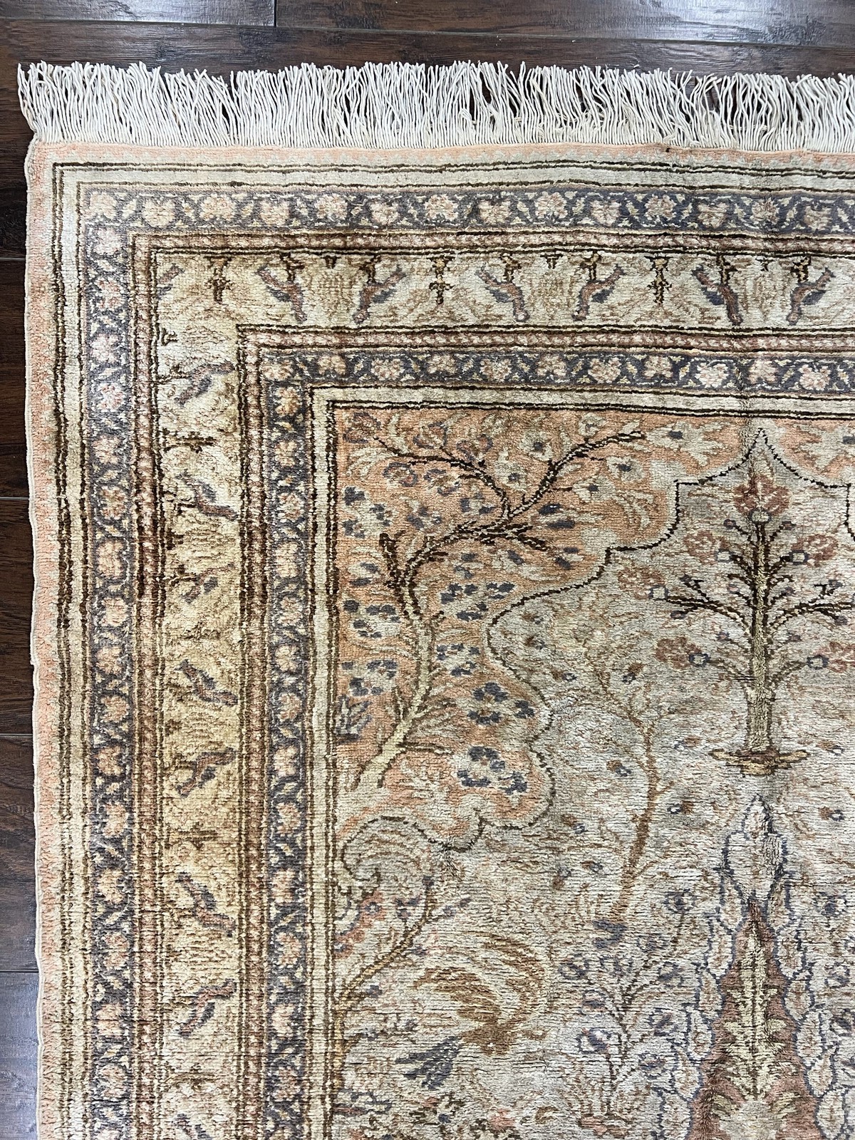 Turkish Kayseri Silk Rug 4×6 Tree of Life Birds Animals Vintage Handmade Carpet