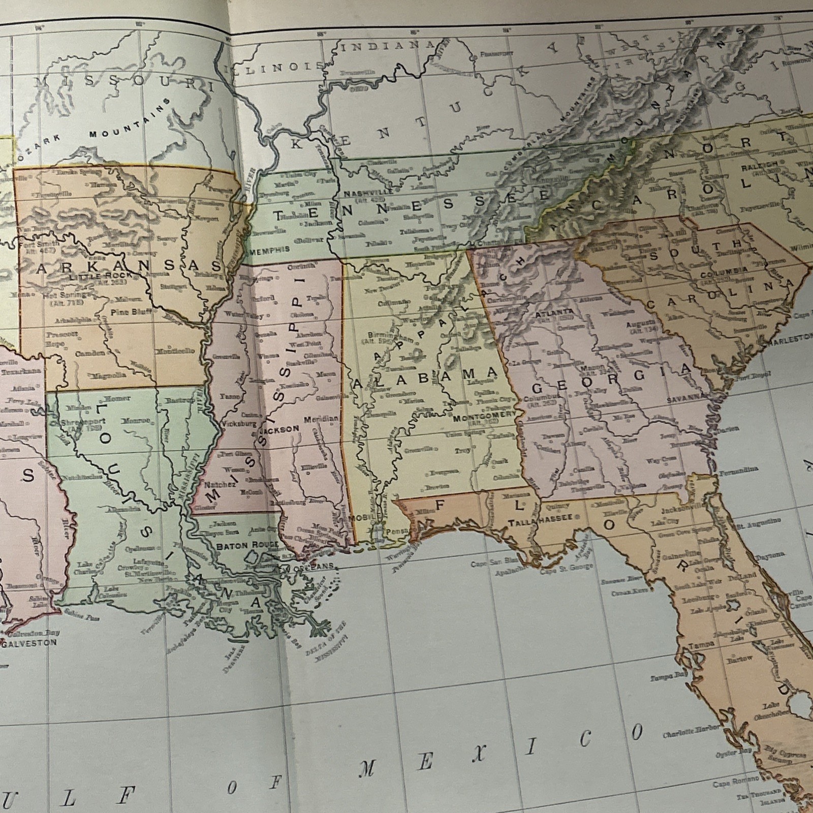 Antique 1901 Map Of Southern America 18”x12”