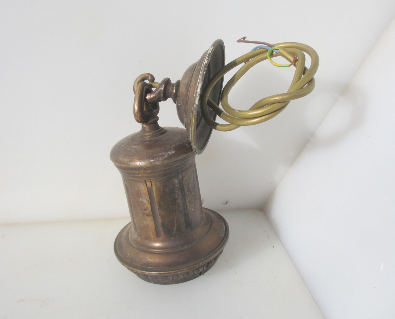 Antique Brass Ceiling Light Shade Holder Bracket Hook Old Victorian Gallery