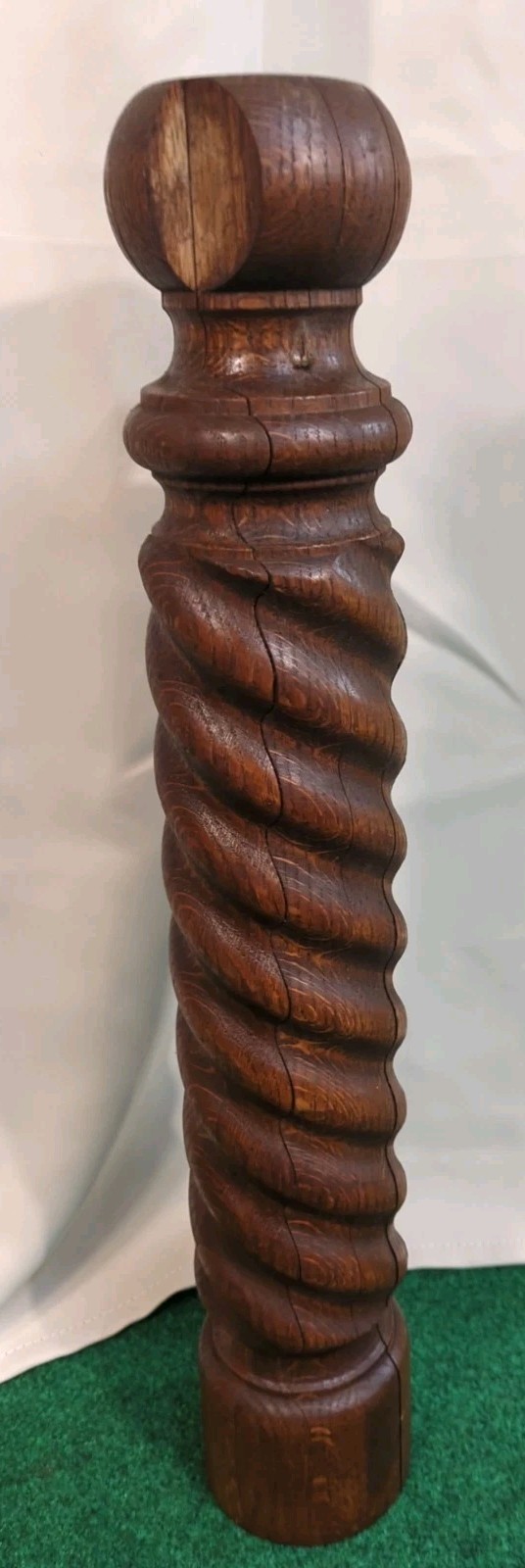Antique Vtg Oak Barley Twist Post Reclaimed Architectural Salvage Chip 24×4″