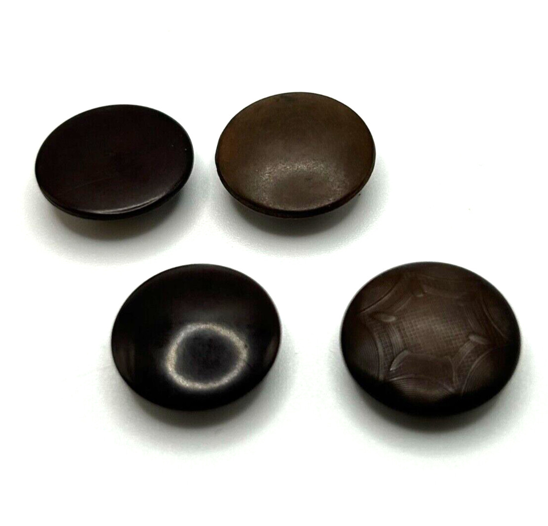 4- 1950s Assorted Dark Brown Plastic Buttons 5/8″ Shank B88