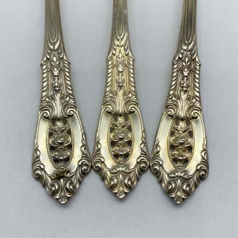 Wallace Rose Point Sterling Silver Teaspoons Set of 3 Vintage 6 Inch