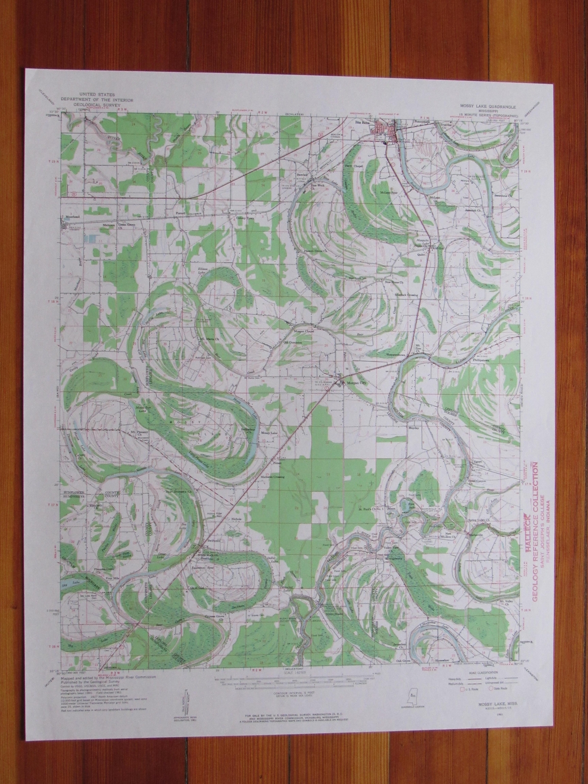 Mossy Lake Mississippi 1963 Original Vintage USGS Topo Map