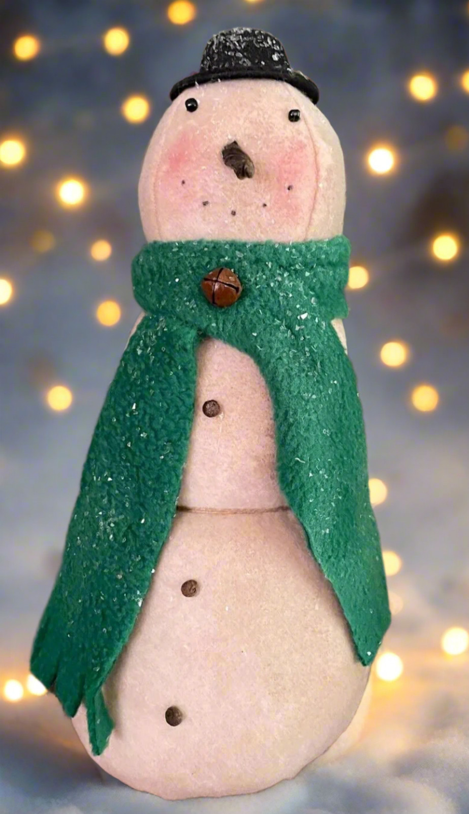 Primitive Handcrafted Christmas 9.5″ Stacked Snowman Doll Folk Art Country