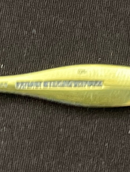 ANTIQUE SOLID SILVER & GUILOCHE ENAMEL SALT/MUSTARD SPOON. 925 Sterling Denmark