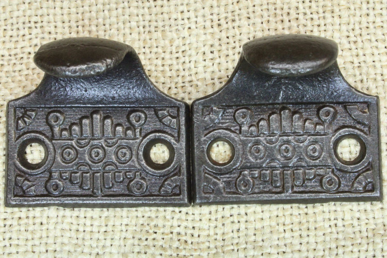 2 Old Window Sash Lifts Pulls Restored Cast Iron Victorian Windsor Heavy 1 5/8″
