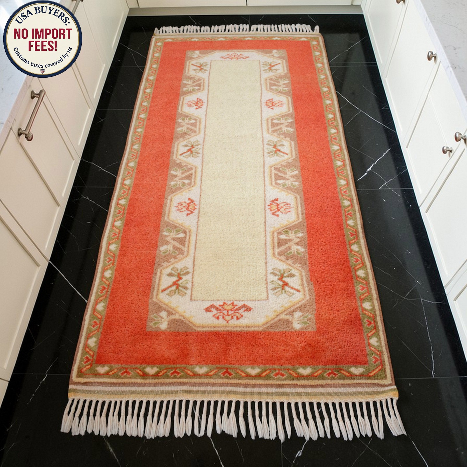 Vintage Turkish Rug, Hand-Woven Wool, Organic Dye, Short Runner 3×6 ft Approx