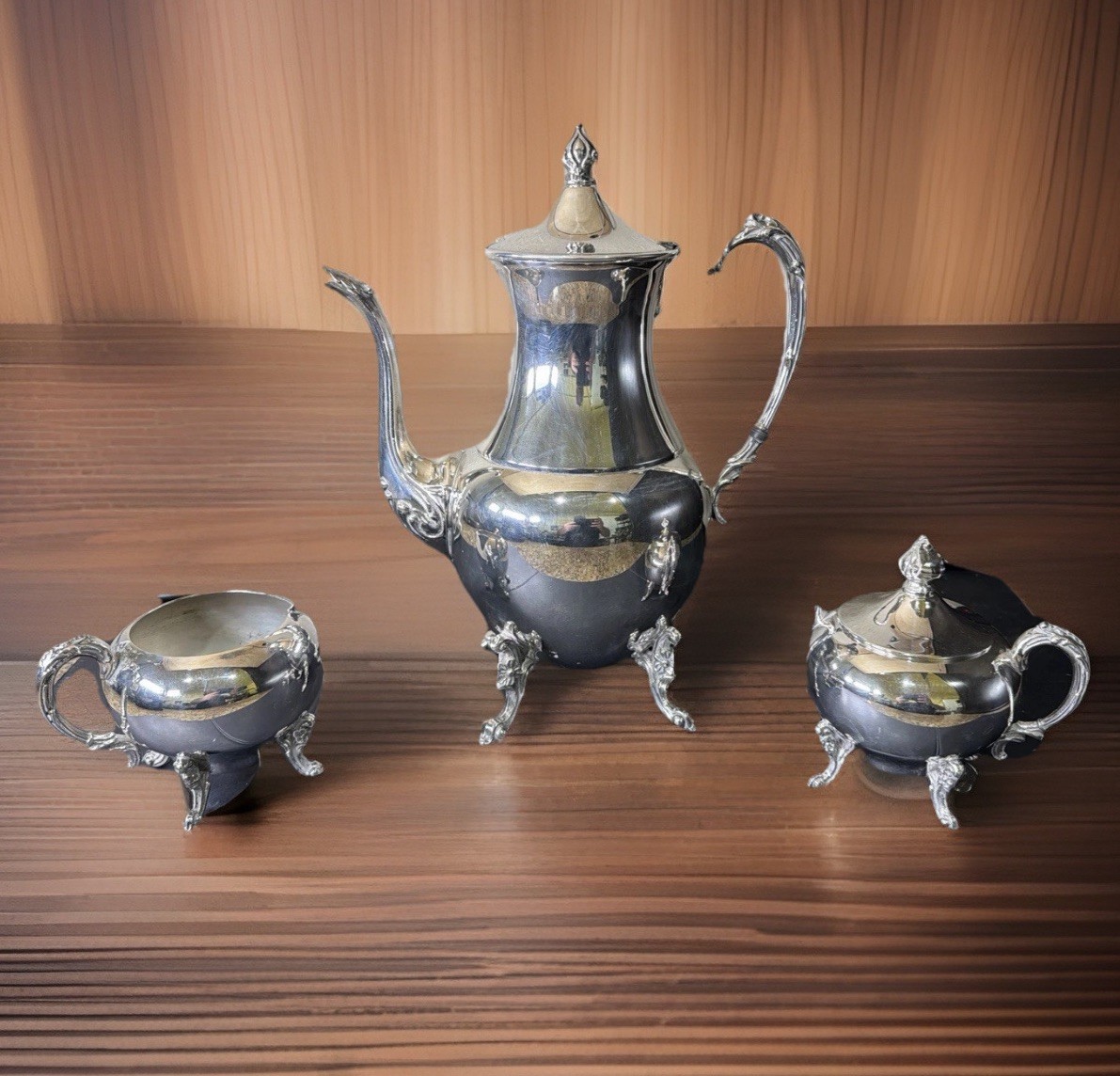 Sheridan Silver Plated Tea Set 3 Piece Cream Sugar