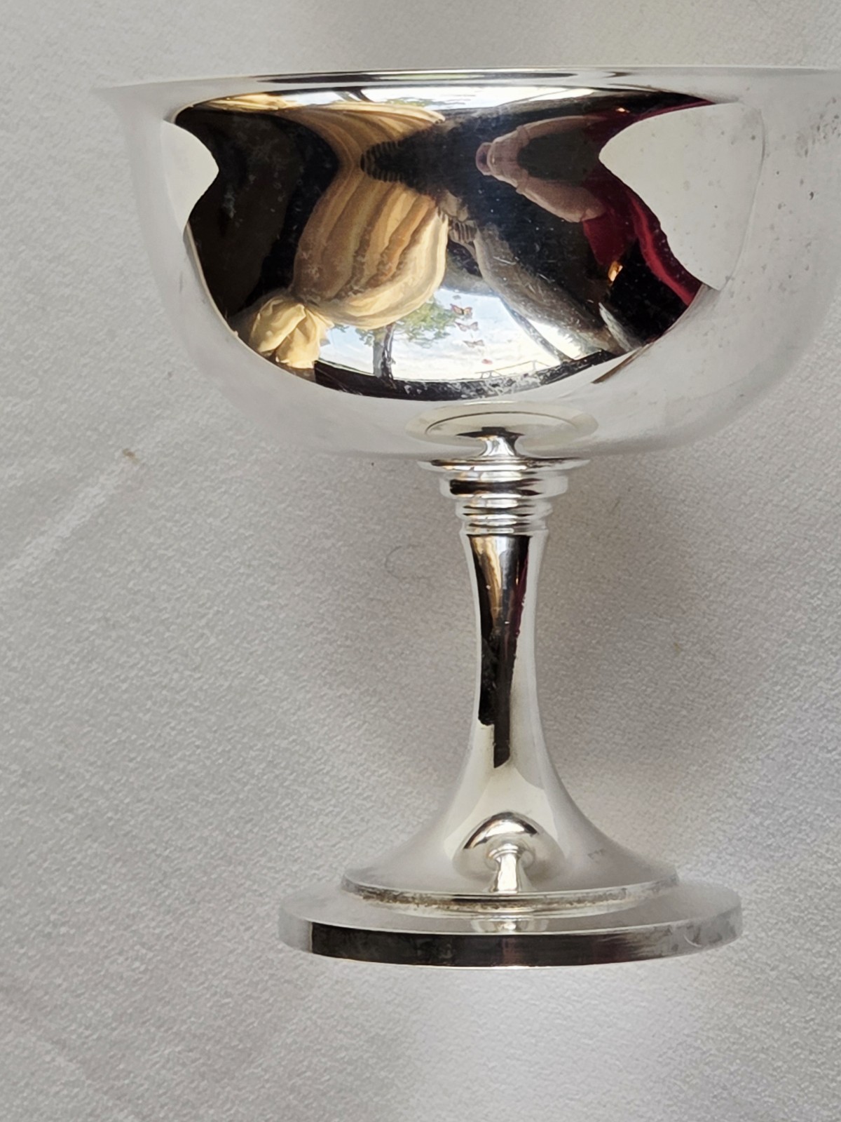 Vintage Oneida Silversmiths Silver Plate Pedestal Bowl Revere Style Compote 5″
