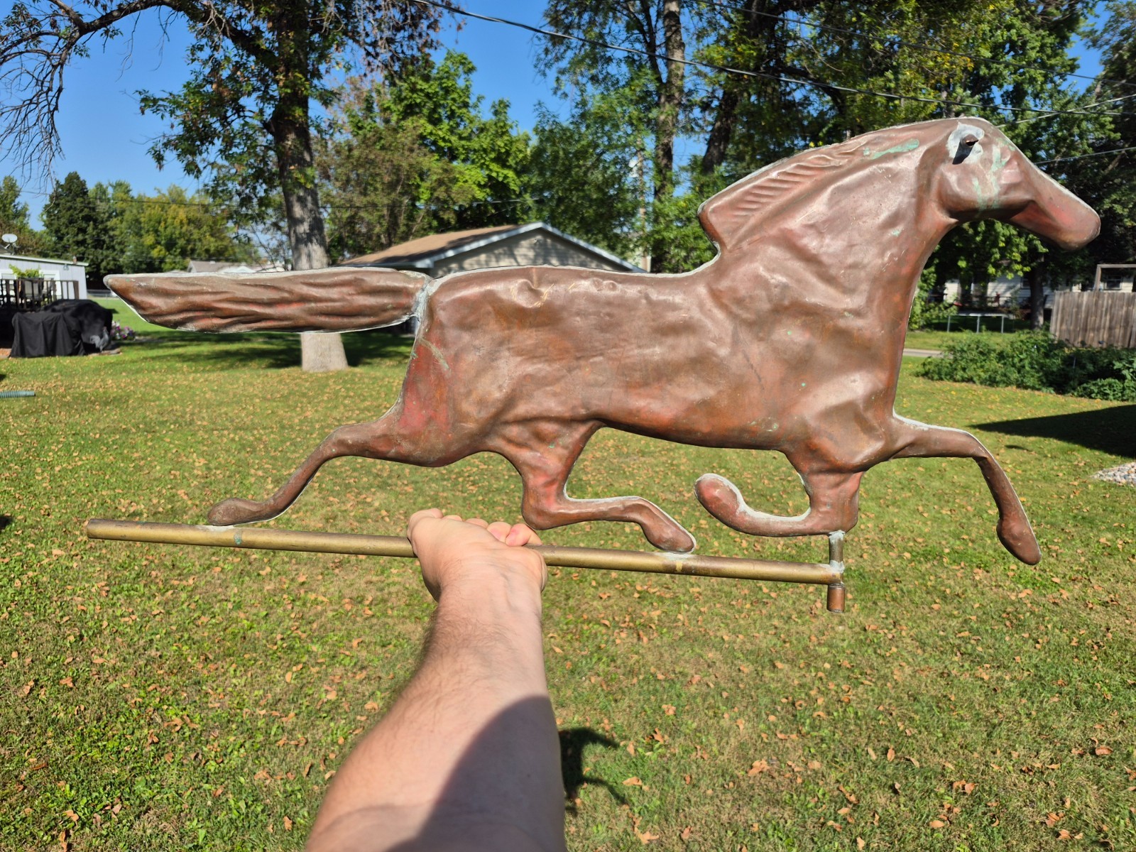 Antique 30″ Copper Running Horse Weathervane Topper Primitive Folk Art