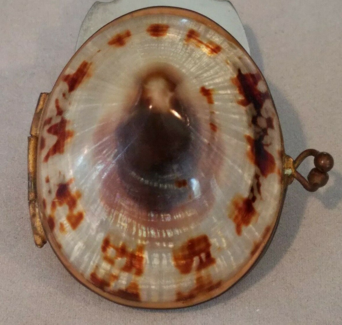 Antique VICTORIAN POLISHED IRIDESCENT NATURAL SHELL PURSE
