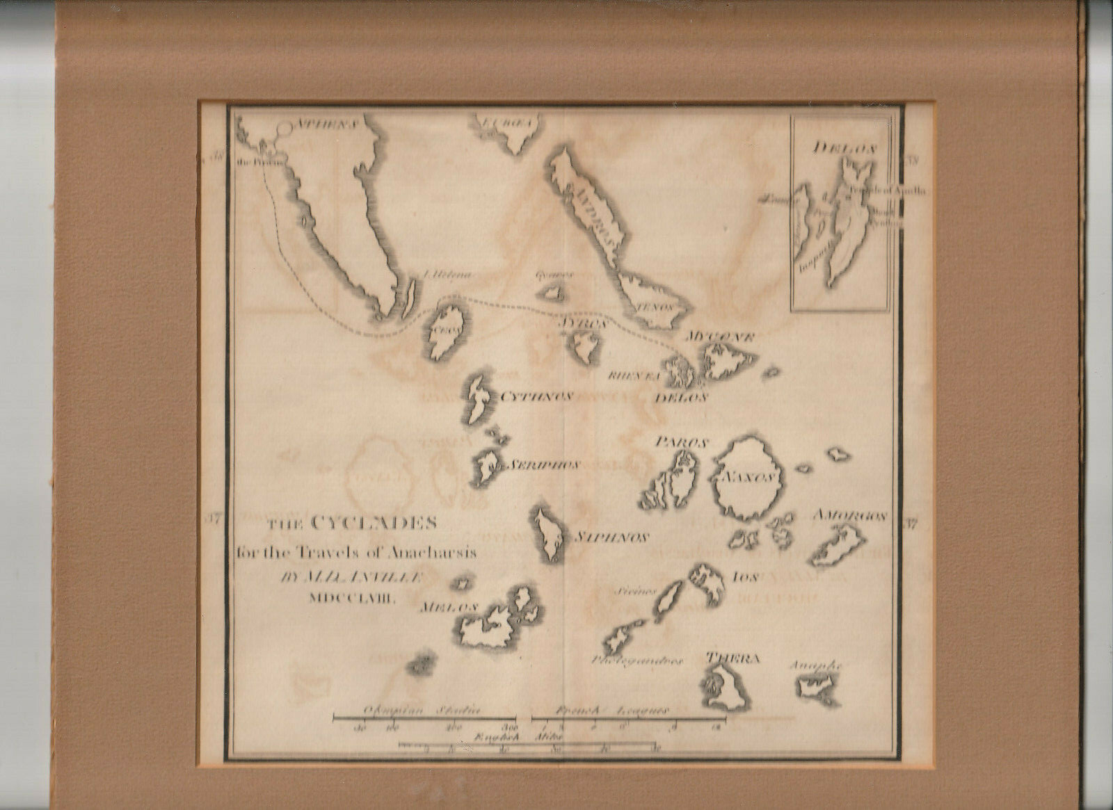 1758 MAP: THE CYCLADES FOR TRAVELS OF ANACHARSIS…GREEK ISLES