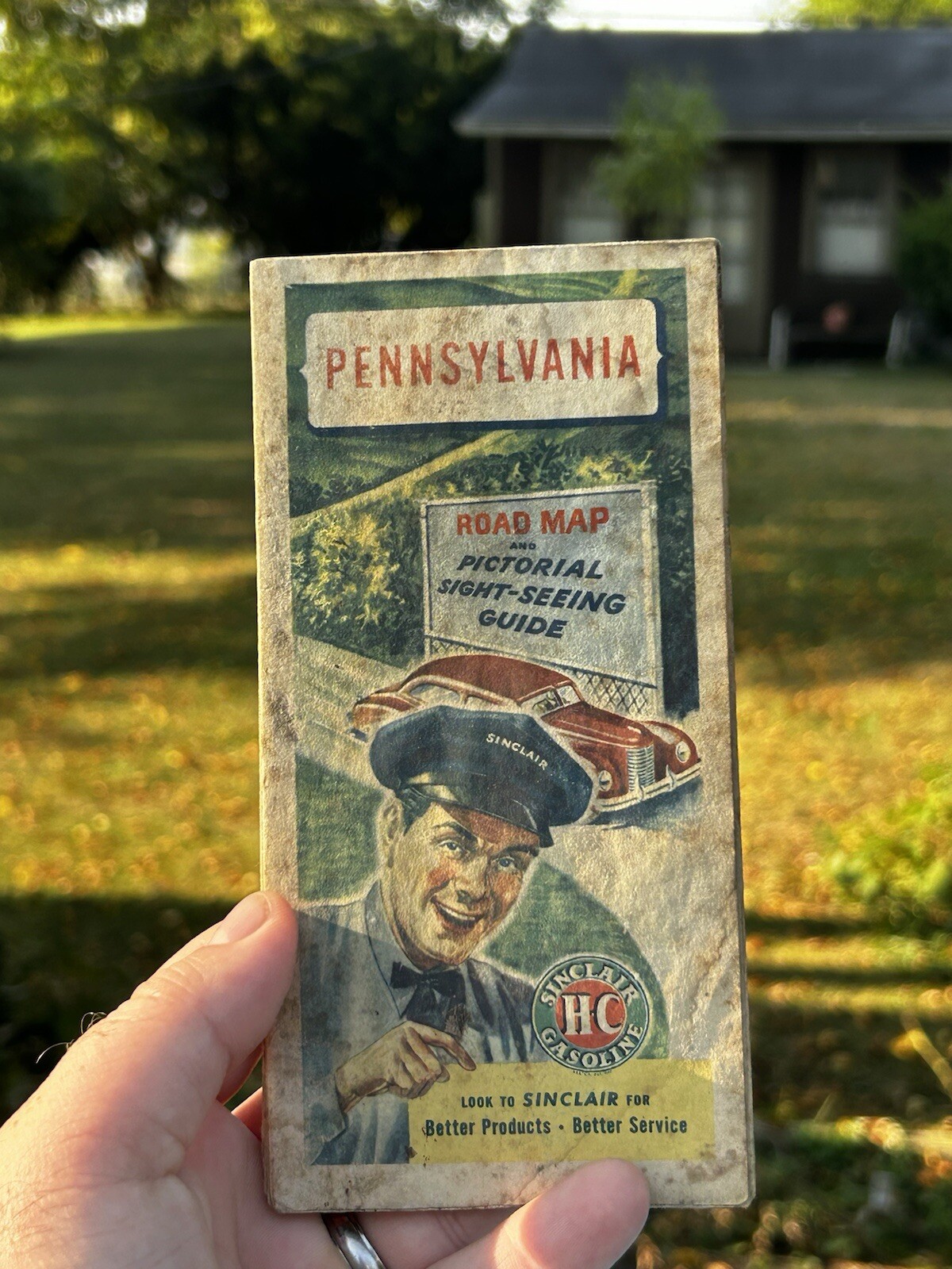 1940’s? SINCLAIR HC GASOLINE OIL PENNSYLVANIA ROAD MAP VINTAGE
