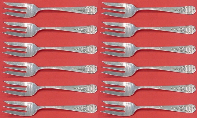 Madam Jumel by Whiting Sterling Salad Fork 3-Tine Set of 12 pcs 6 1/8″ Flatware