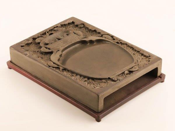 Chinese Old Ink Stone / W 33[cm] / Qing Urn Pot Plate Bowl