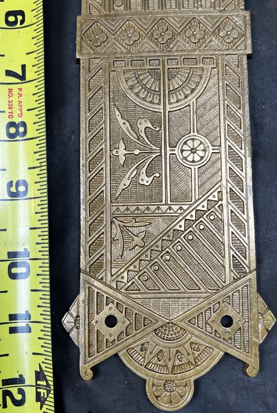 Large Bronze Sargent Arcadian Eastlake / Aesthetic Push Plate 1880s