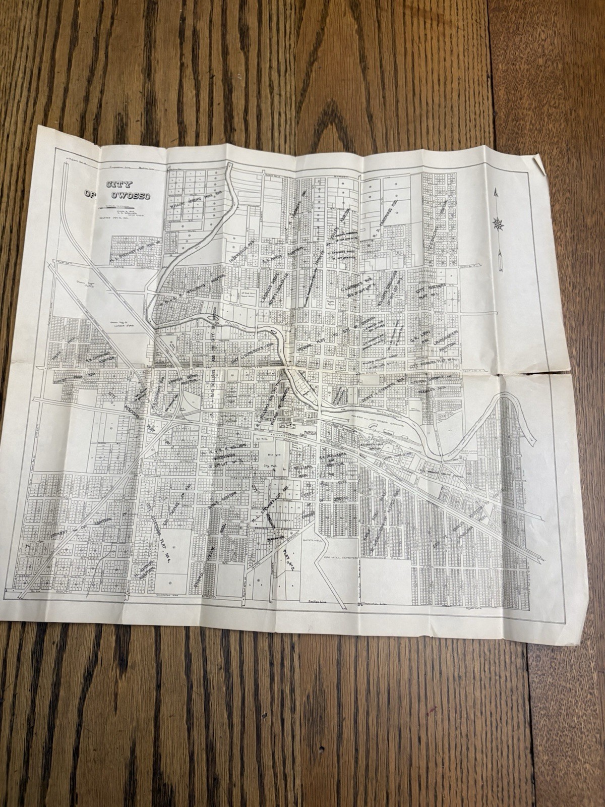 Antique City Map Of Owosso, Michigan. 1914 Rev