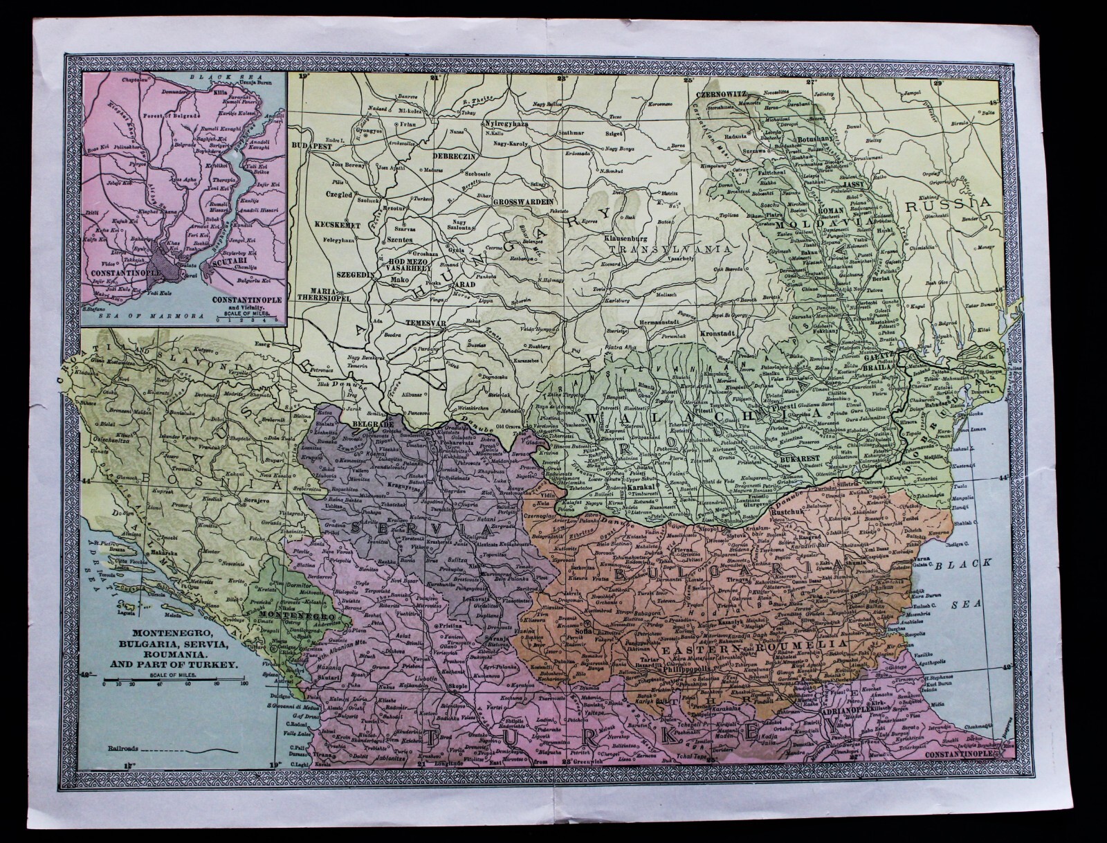 BALKAN REGION SERBIA BULGARIA MAP 1912 VINTAGE SCIENTIFIC AMERICAN ATLAS PAGE