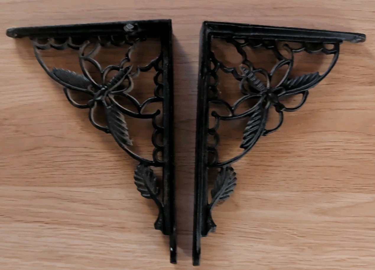 Victorian Cast Iron Shelf Bracket W/ Dragonfly 5.25” X 7.25” Not Reproduction