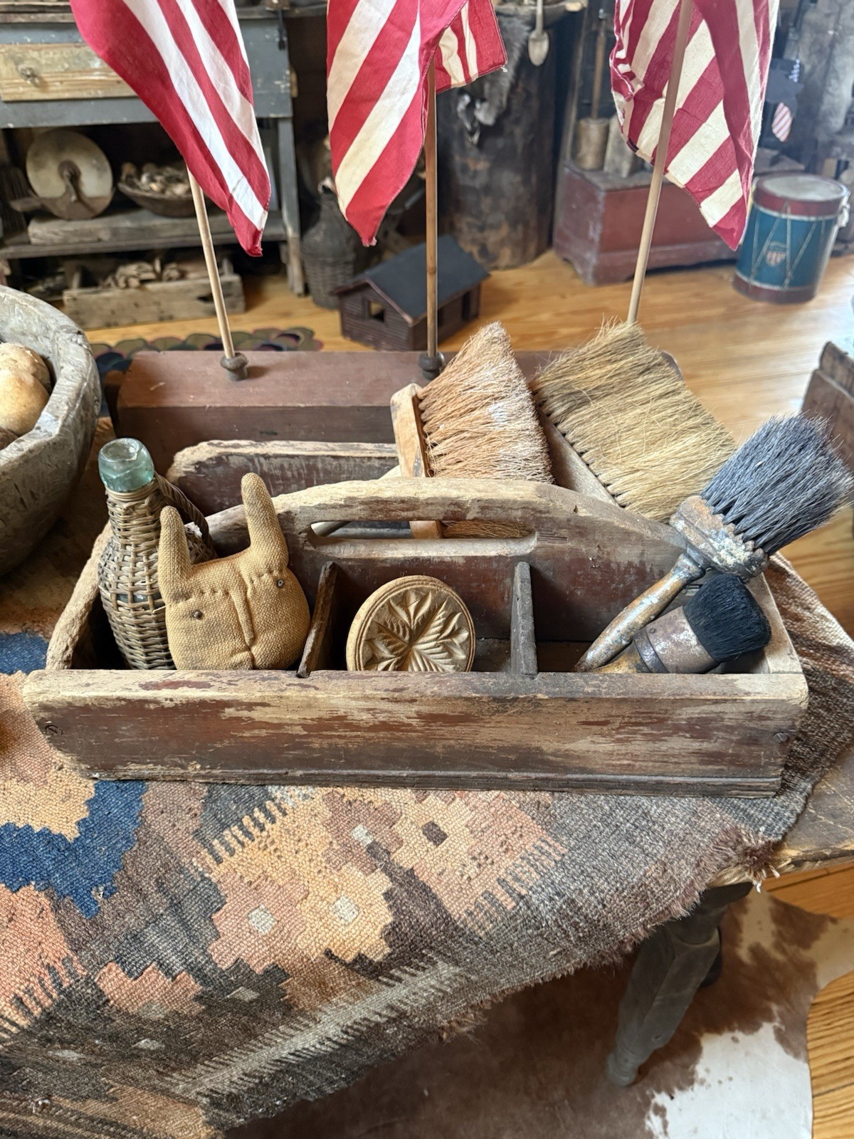 Wonderful Old Primitive Dry Red Carrier Early Cabin Goods