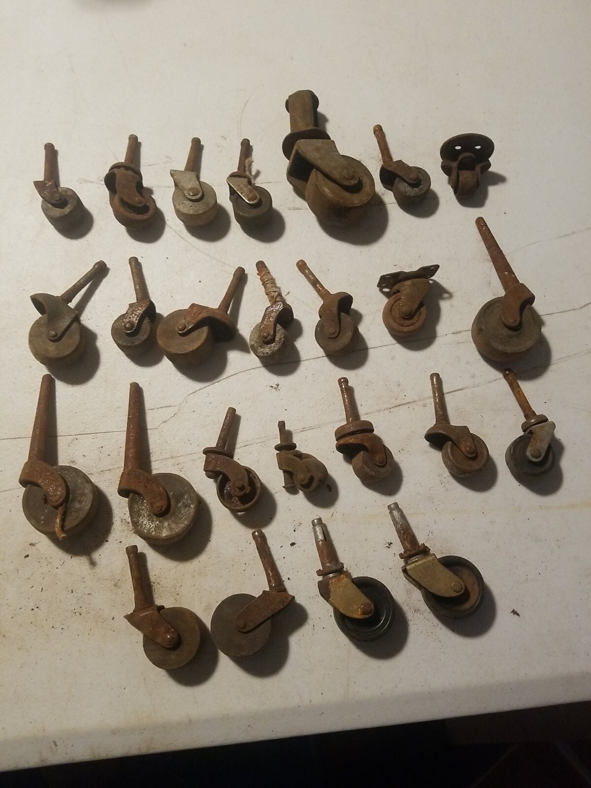 Vintage Antique Furniture Swivel Wheel Caster LOT of 25 Wood Metal Plastic Wheel