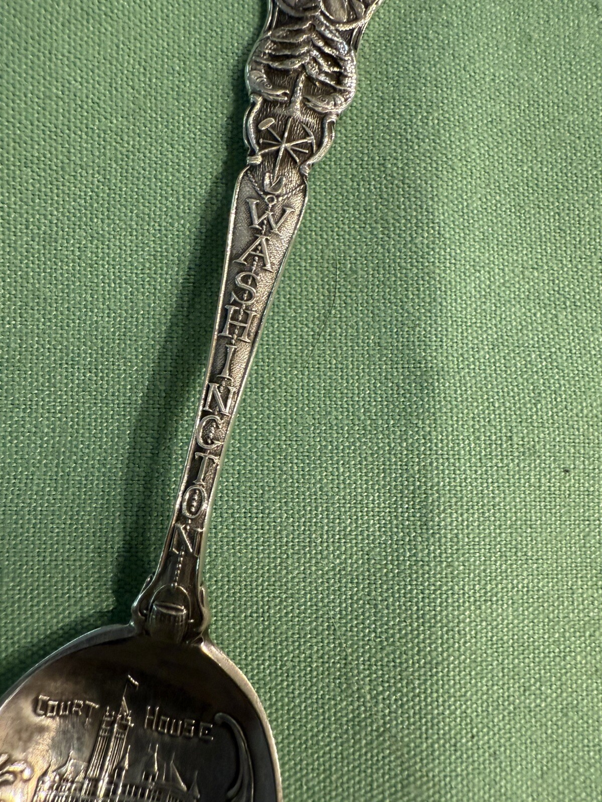 Spokane Washington Courthouse Falls Pres Washington Antique Sterling P&B (S222)