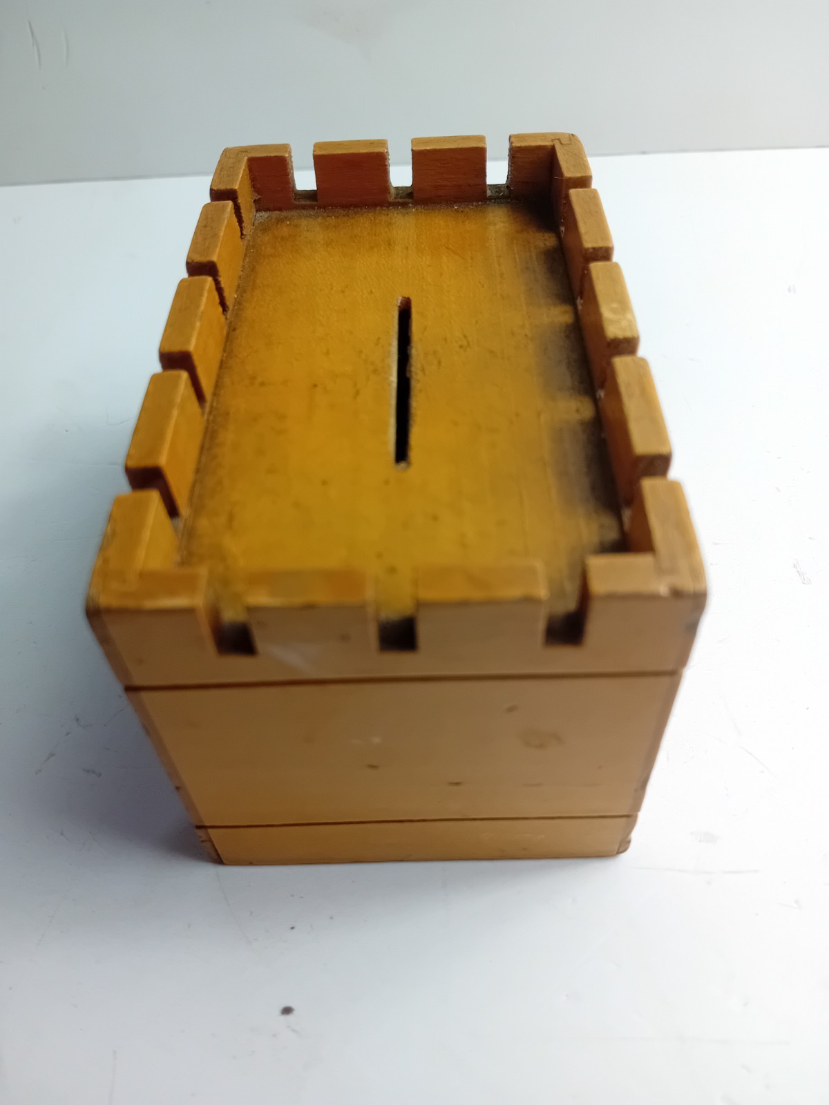 Antique Mauchlin Ware Treen Castle Shaped Money Box