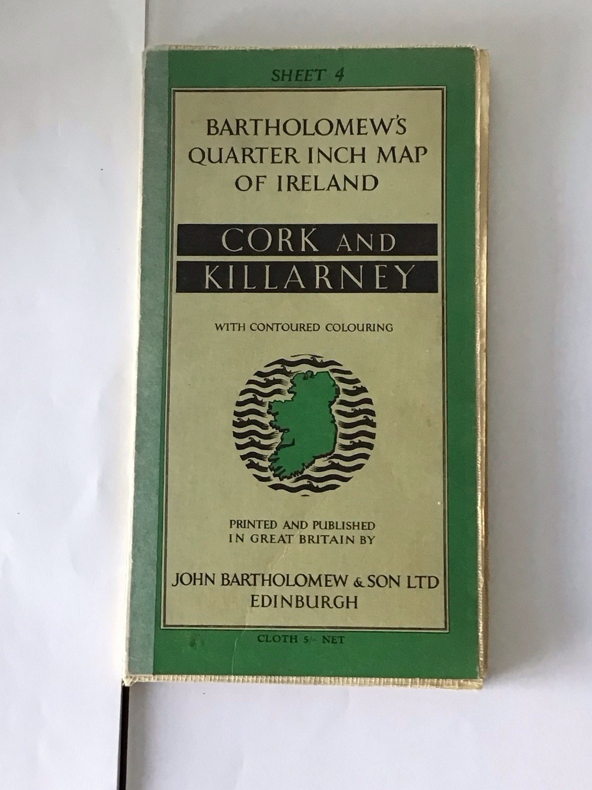 Bartholomew’s Quarter Inch Map Of Ireland- Sheet 4-Cork & Killarney, Cloth, 1960
