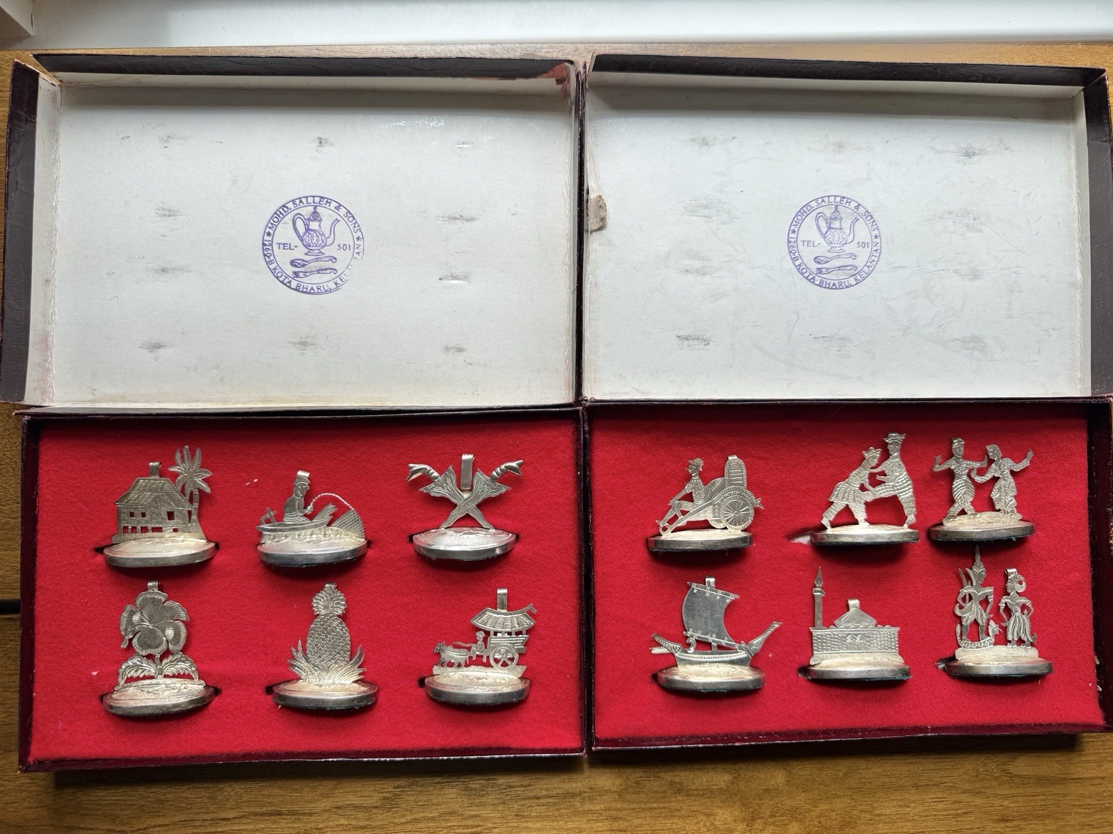1960s Malaysian Silver Place Card Holders Set of 12 Hallmarked
