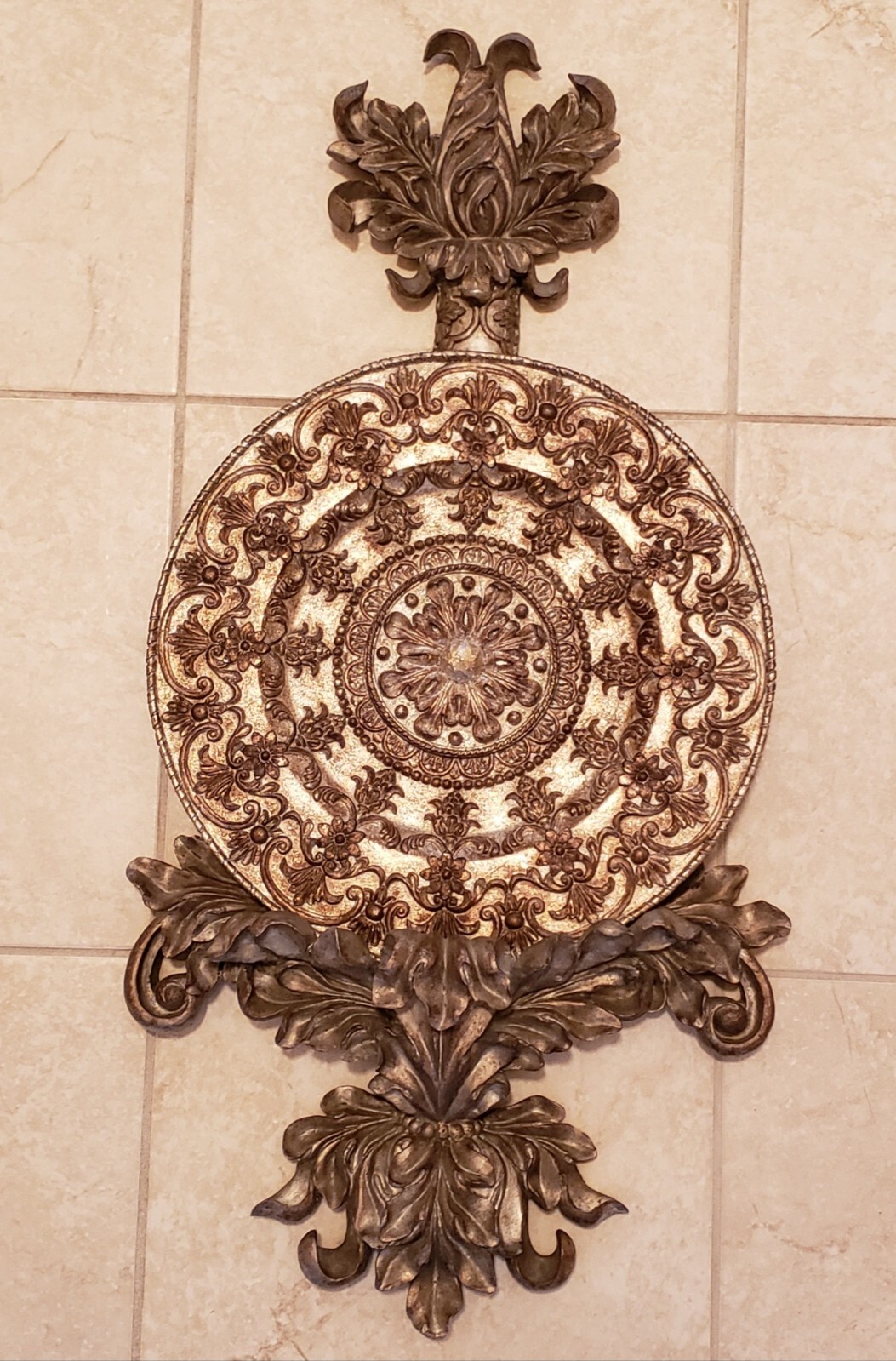 Vintage Victorian guilded-look Wall plaque and 13” wall charger