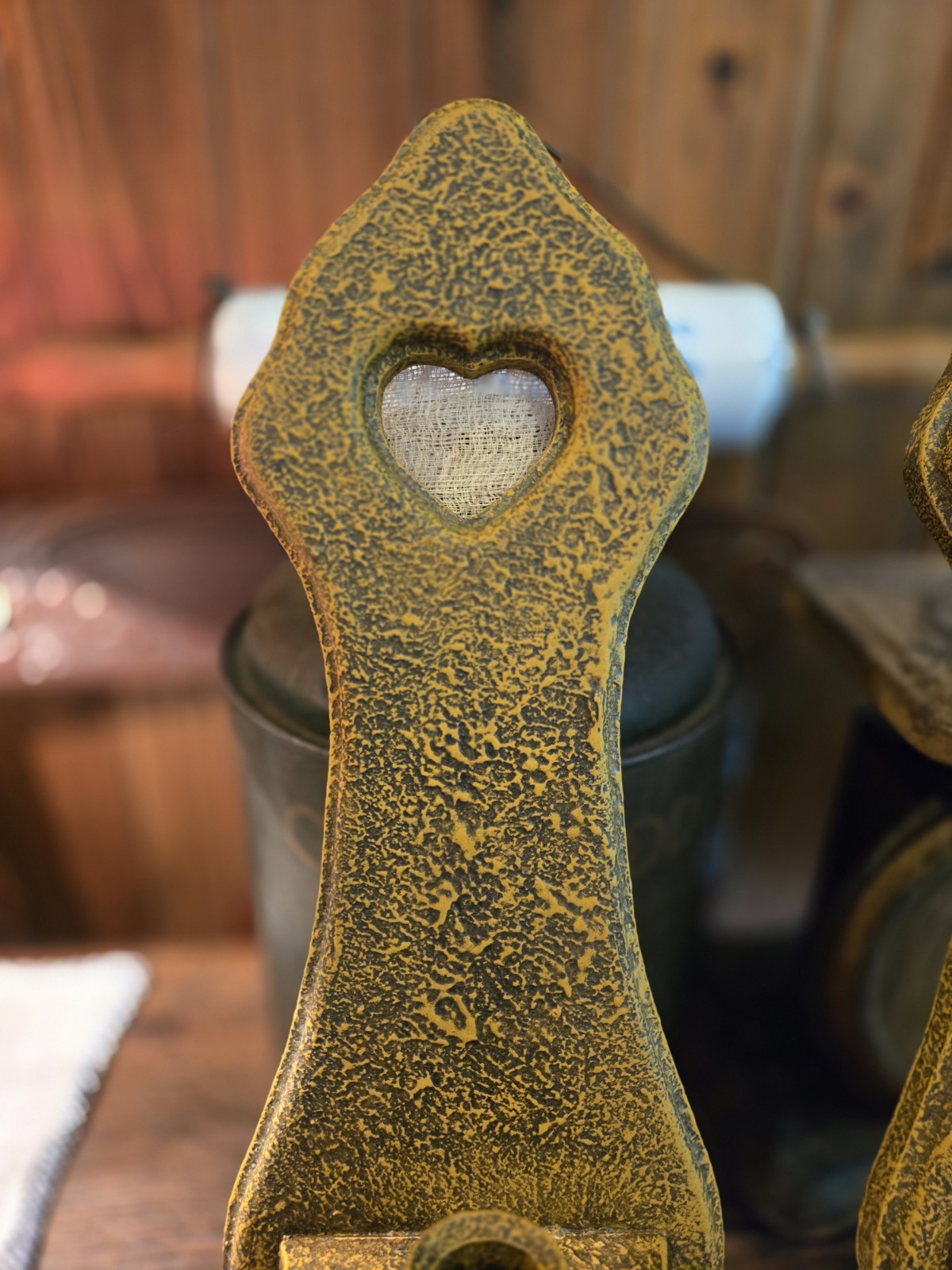 Primitive/Antique/Farmhouse/Rustic Style Mustard Textured Painted Candle Holders