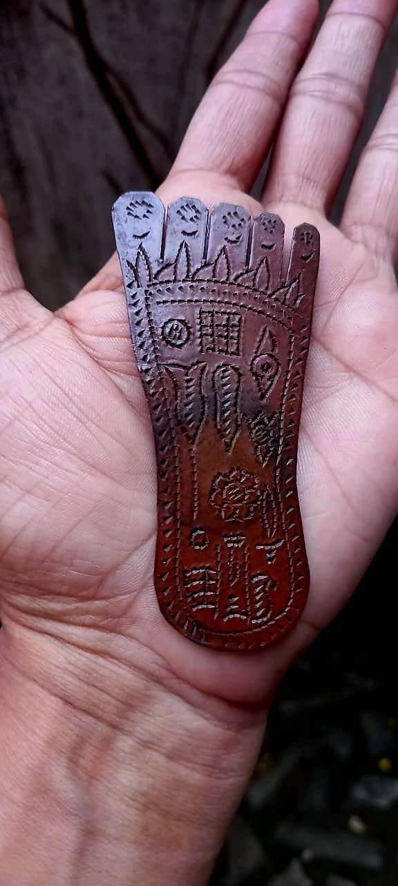Vintage Old Rare Copper Handmade Padam Pooja Room Fine Condition Collectible