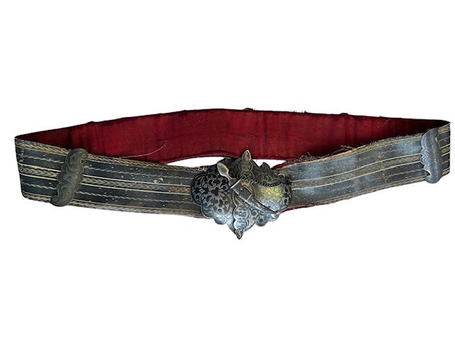 Antique Russian 84 Silver Niello Caucasian Belt – Miniature Kindjal Clasp 98.4g