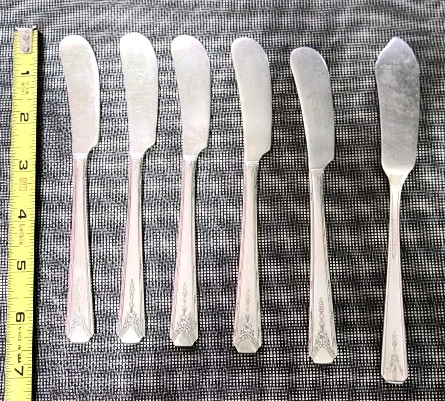 ✅️ ONEIDA c1940 MILADY SILVERPLATED MASTER BUTTER KNIFE & 5 SPREADERS 🧈