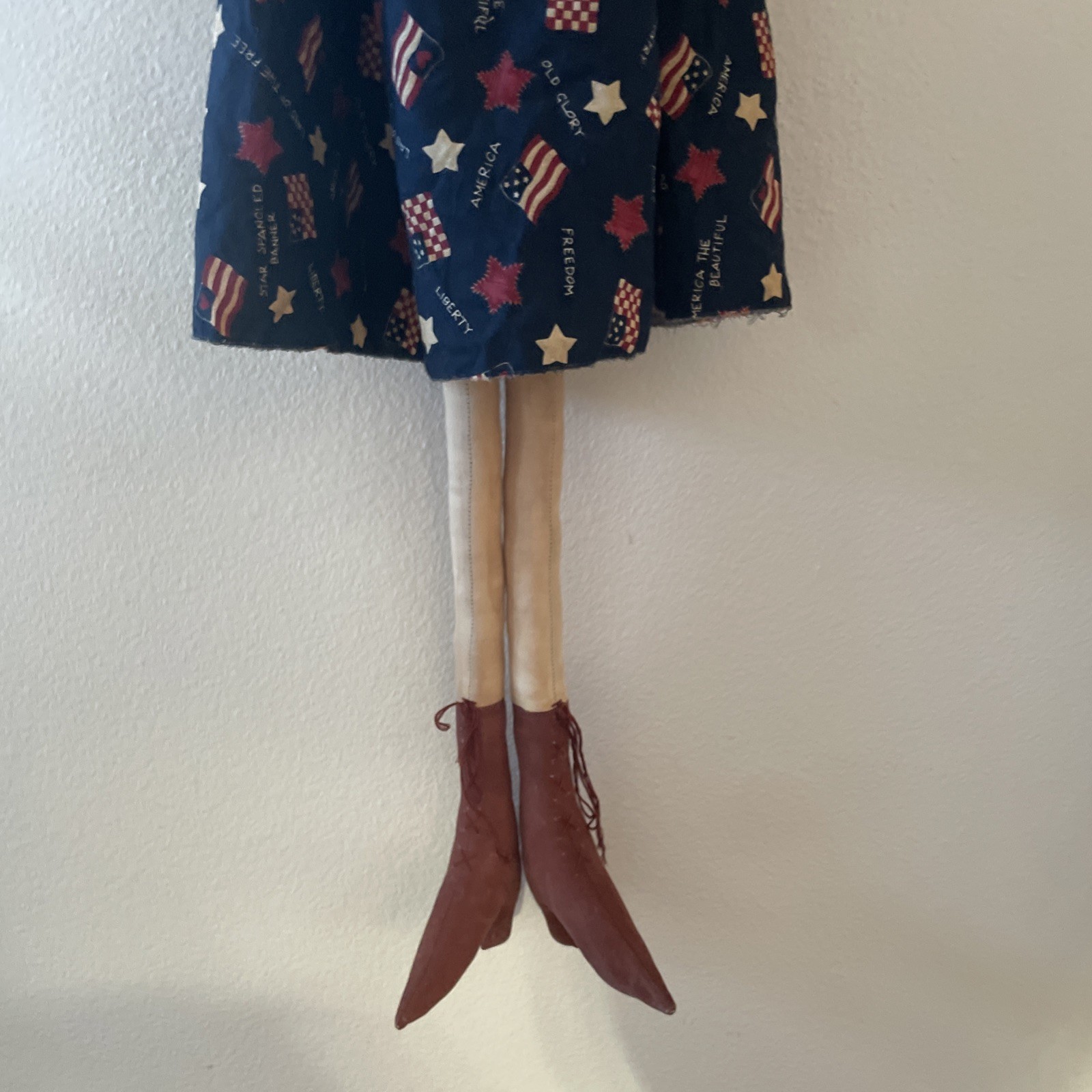 Primitive Folk Art Patriotic Angel Doll Handmade Americana 46″ God Bless America