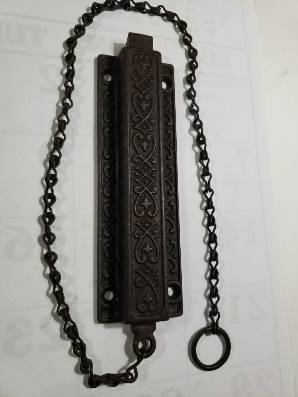 Antique Victorian Eastlake Spring Loaded Slide Bolt Surface Door Latch Hardware