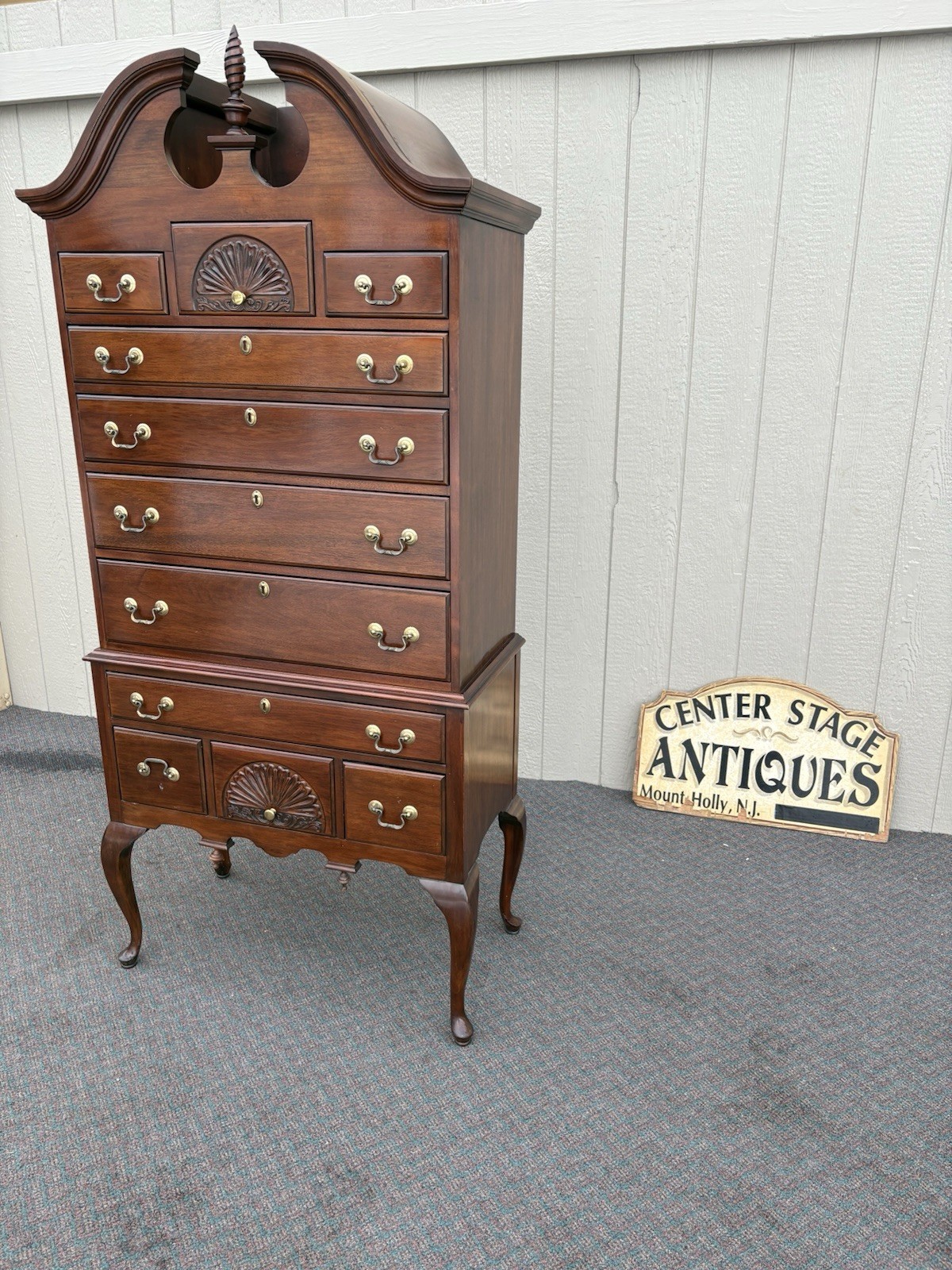 67439 Solid Mahogany Queen Anne Highboy Dresser