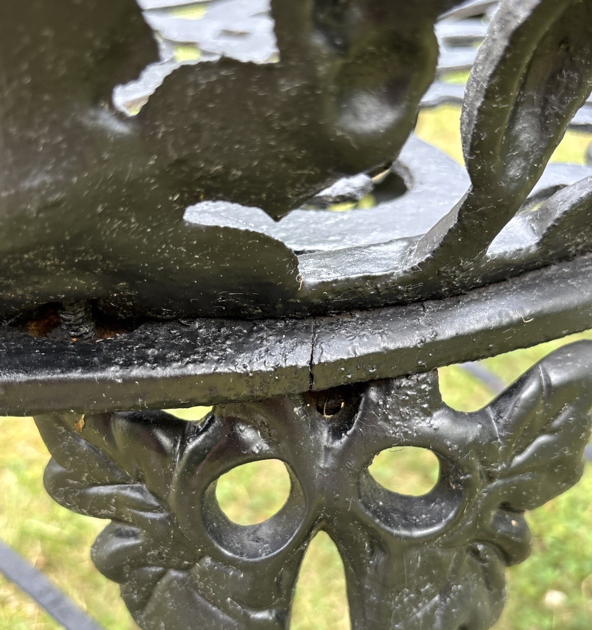 Antique Victorian Grape & Leaf Vine Cast Iron Patio Garden Arm Chair Seat