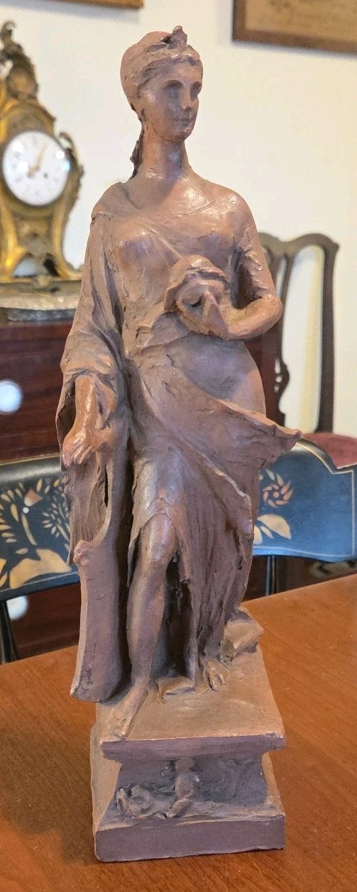 Continental Terra Cotta Pottery Neoclassical Woman Figure Antique French
