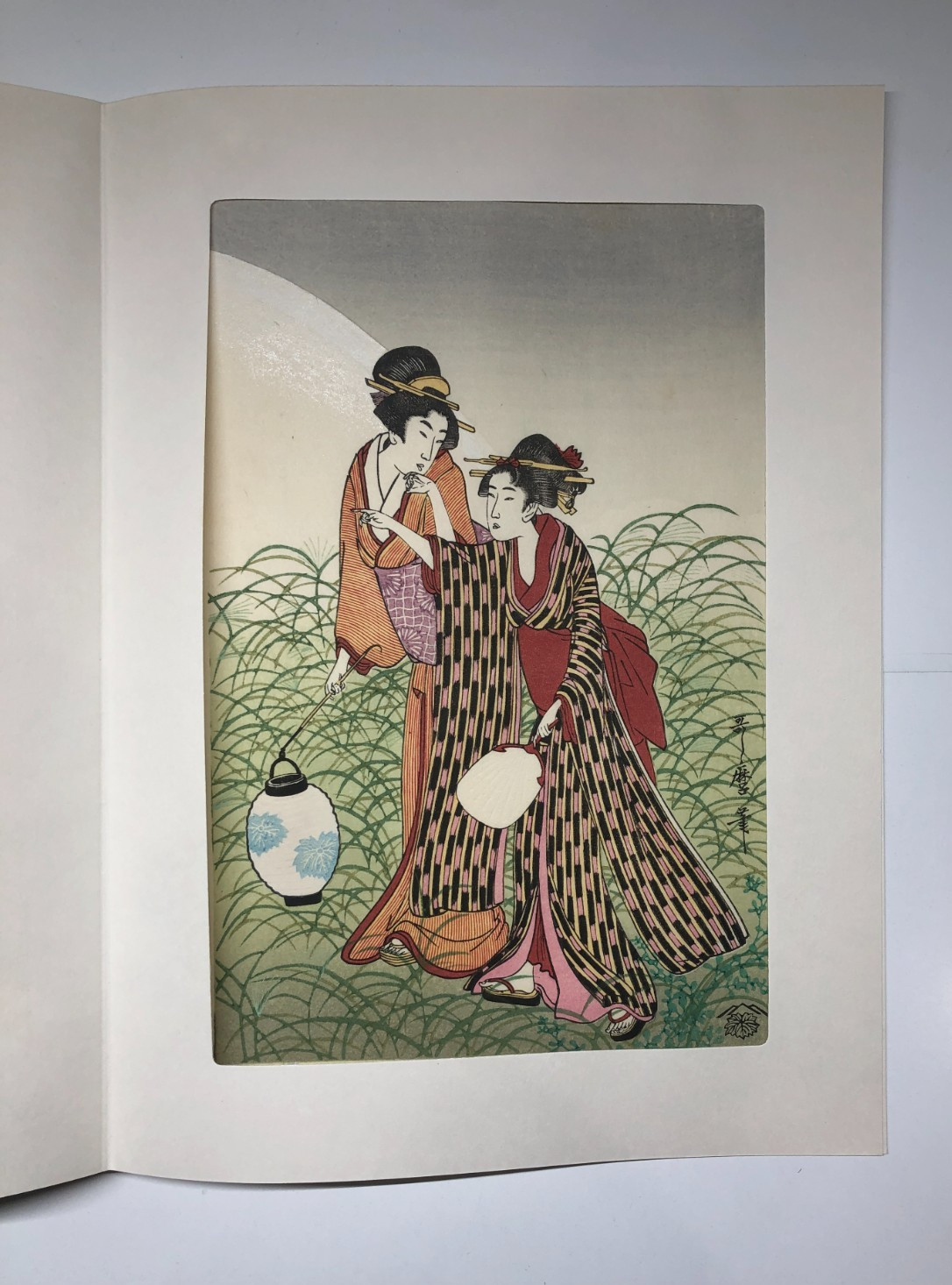 Utamaro Woodblock Reprint Triptych: Tales of Ise Musashino Ukiyo-e