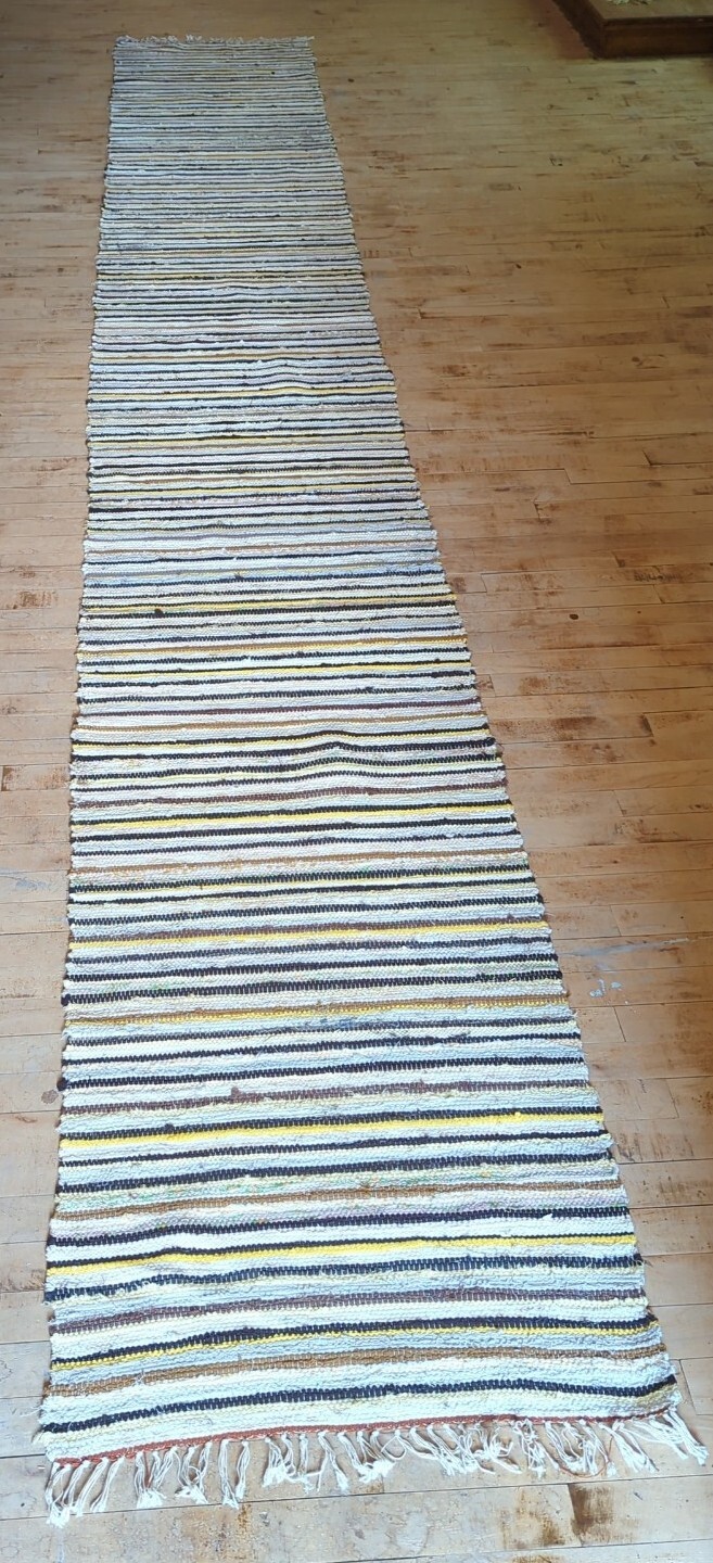 Antique Imported Swedish Hand Made Rag Rug Runner (26 x 188″ ) Very Pretty