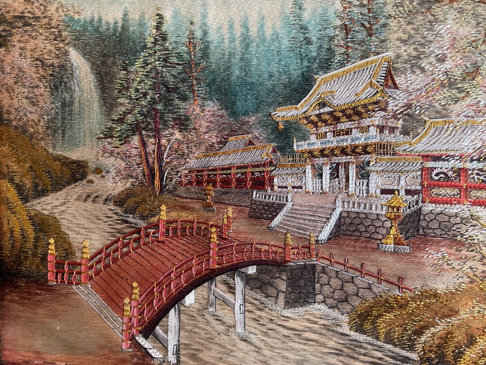 Rare Japanese silk Needlework picture Pre WWII…12”x18” .This is the real deal.